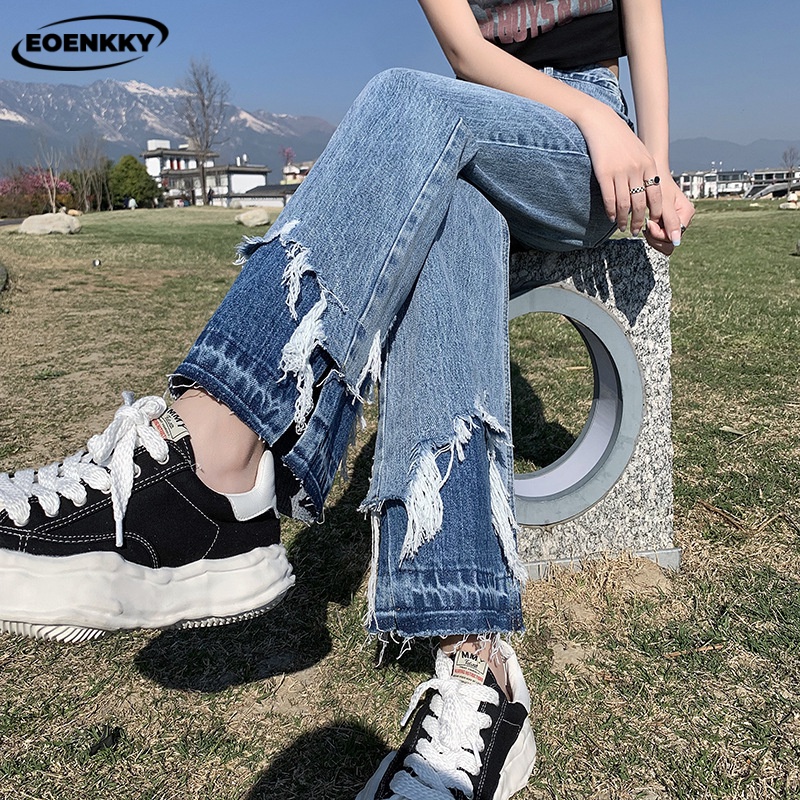 EOENKKY quần ống rộng quần nữ jean Thời trang Phong cách Thanh lịch Phong cách Korean Style Beautiful ins Trendy A27L02E 37Z230915