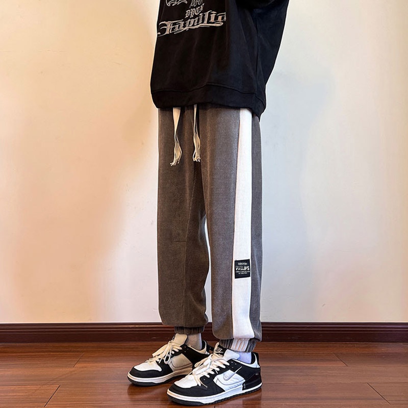 Quần Dài Thể Thao Vải Nhung Kẻ Sọc Bên Hông Thời Trang Cho Nam Và Nữ