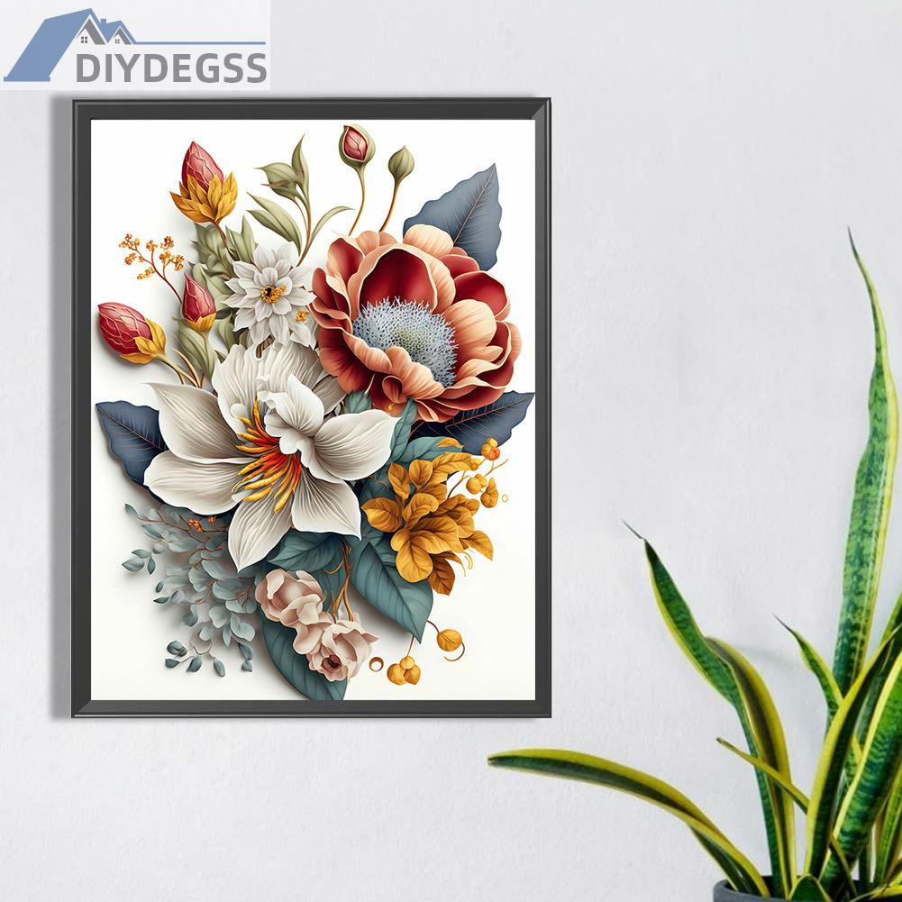 Tranh Đính Đá Kim Cương Toàn Bộ 5D DIY Hình Vẽ Hoa Trang Trí Nhà Cửa