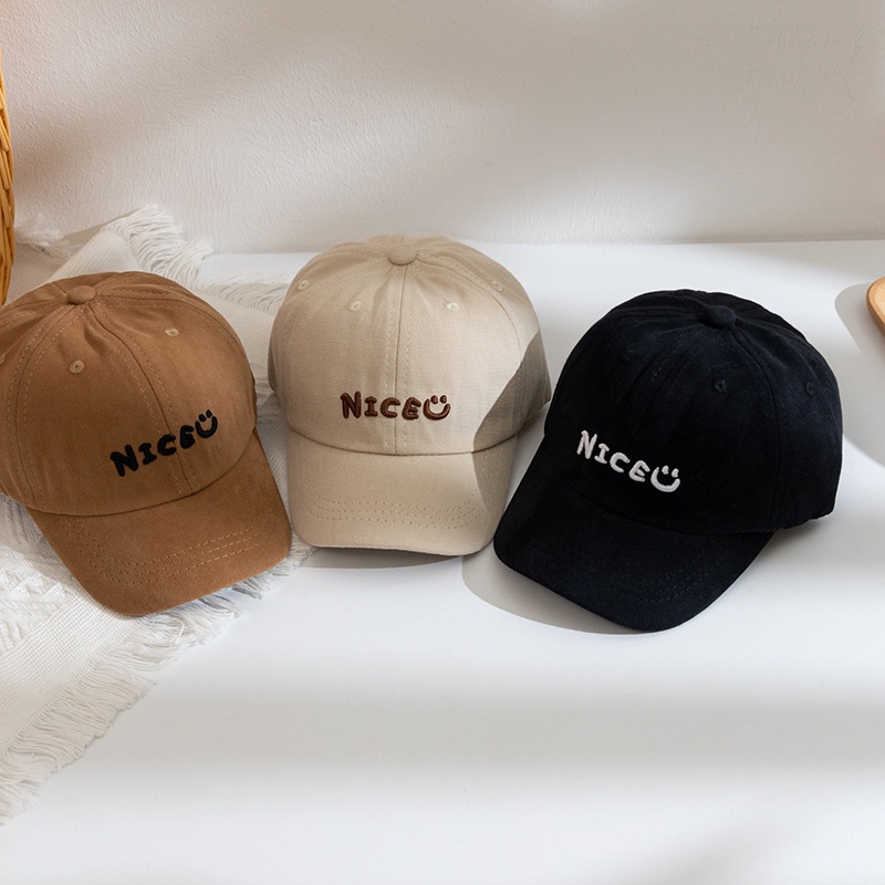 Mũ Lưỡi Trai Hình Mặt Cười Thêu Chữ Thời Trang Hàn Quốc Mới Cho Bé