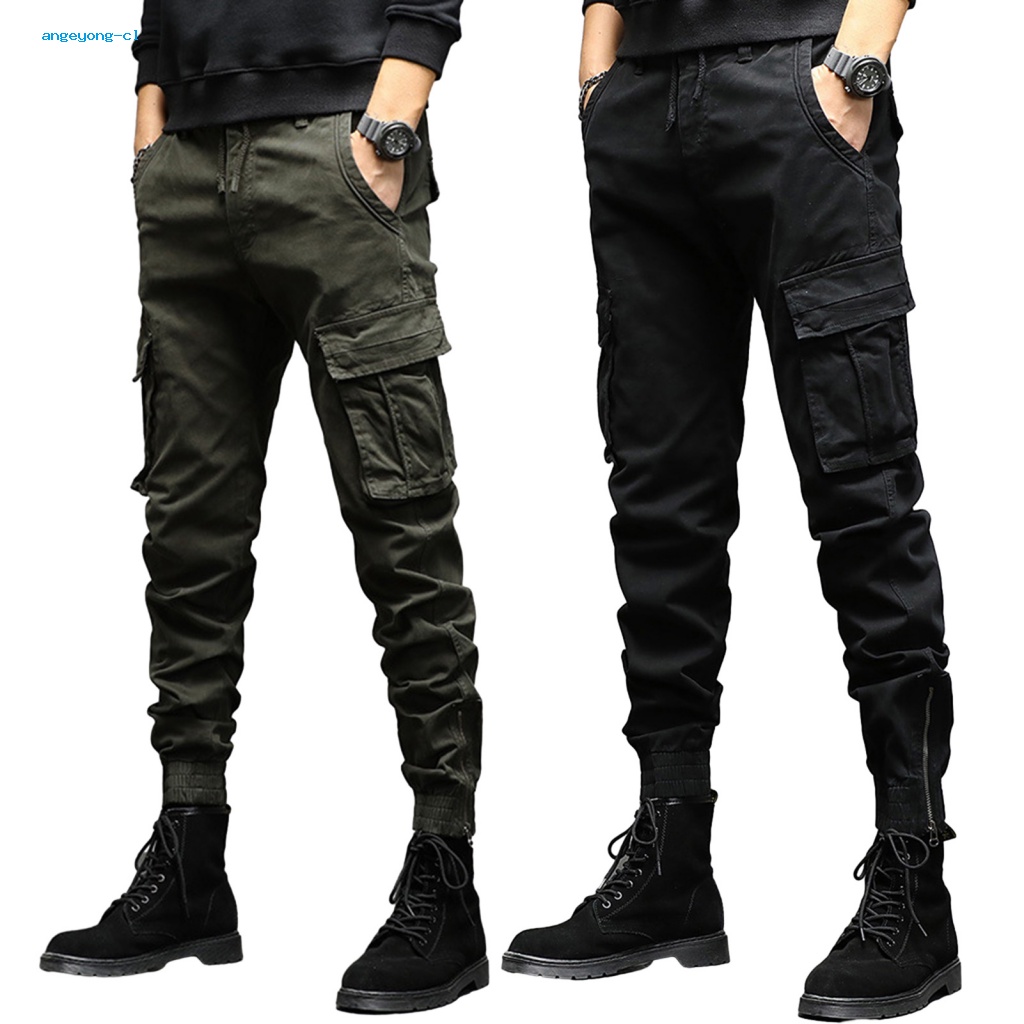 Quần Dài Lưng Thun Nhiều Túi Đa Năng Màu Sắc Thời Trang Đường Phố Cho Nam