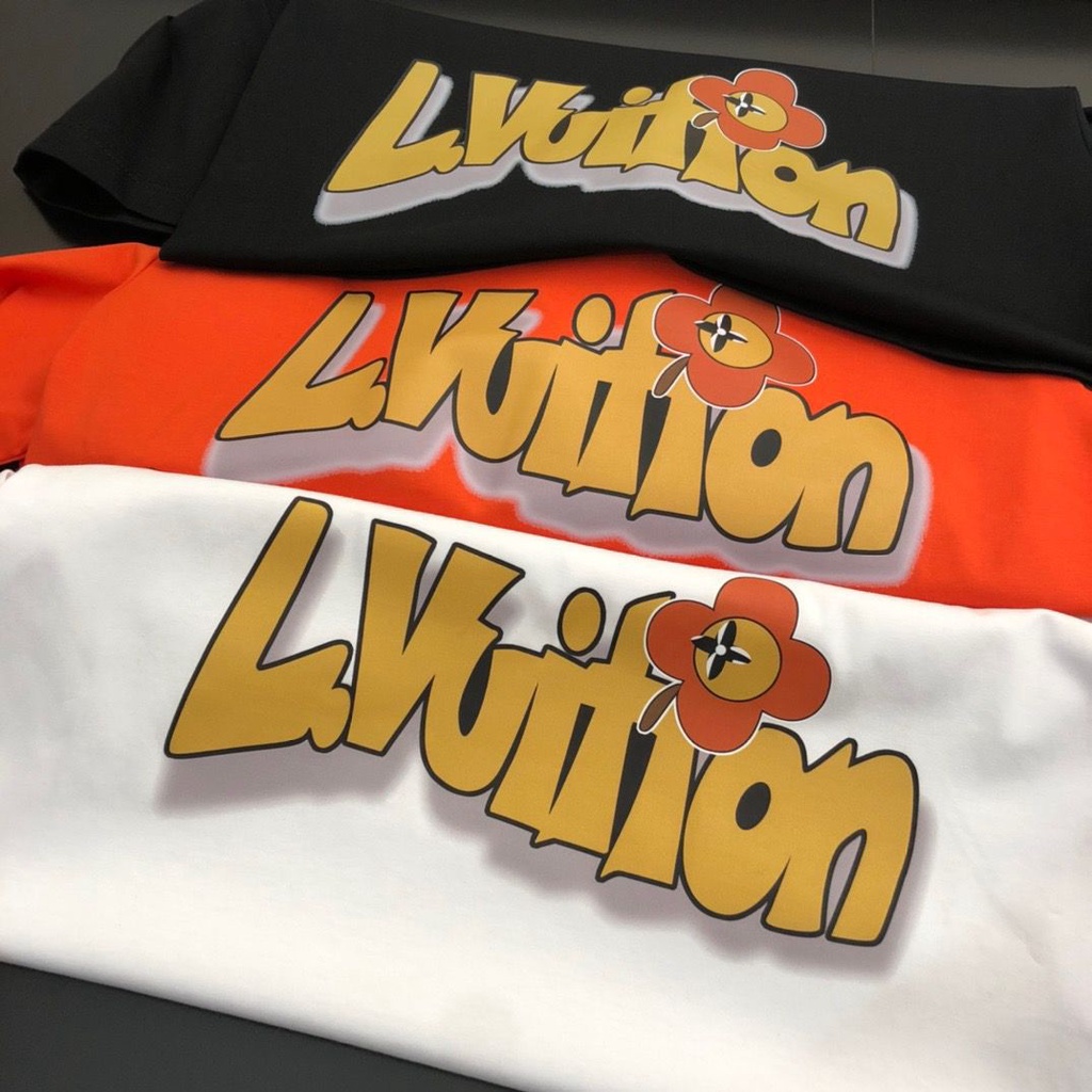 L Áo Thun cotton Trơn Tay Ngắn Cổ Tròn In Chữ Thời Trang Mùa Hè Cho Cặp Đôi