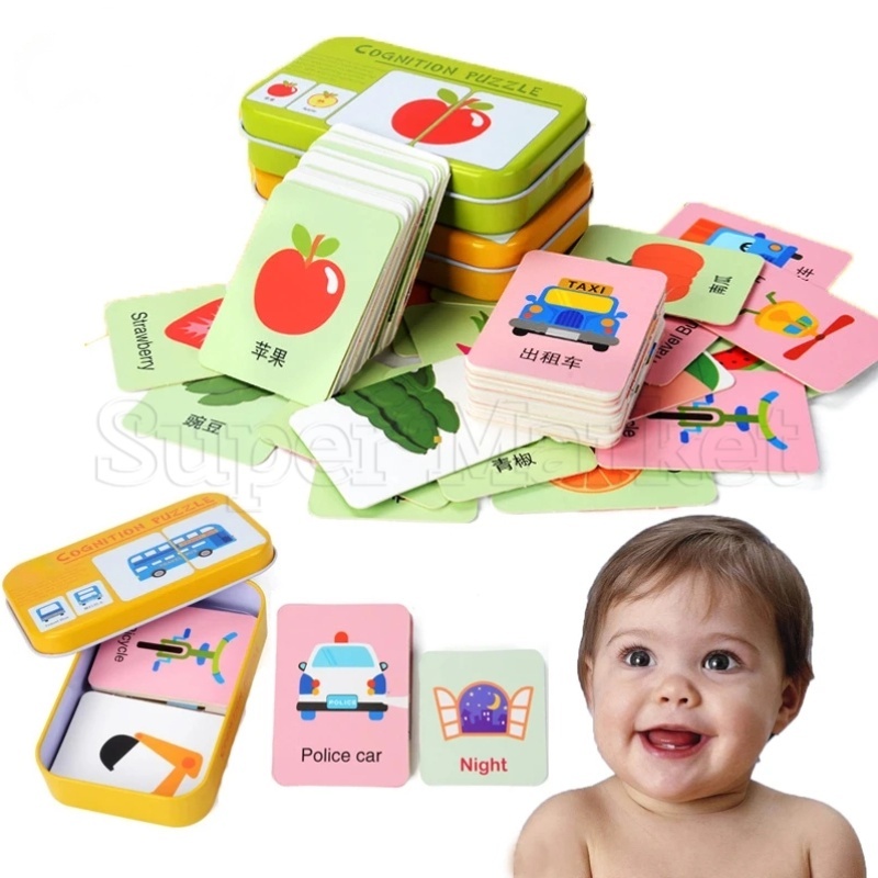 Hộp 32 Thẻ Bài / Trái Cây / Động Vật / Chất Liệu Montessori / Sách Học Tiếng Anh / Chữ Cái / Số / Nhận Biết Trái C