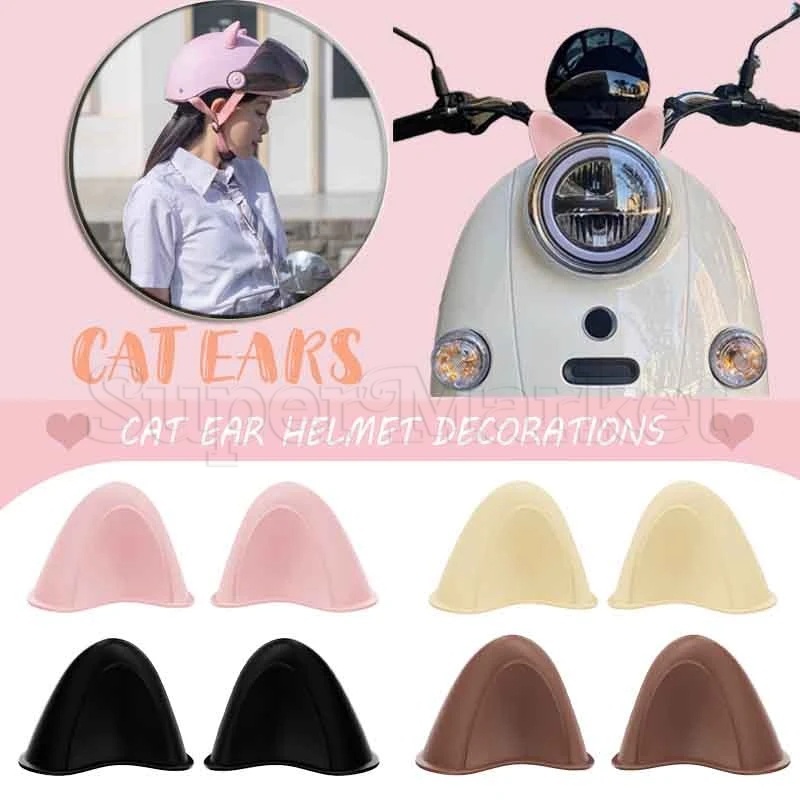Bộ 2 Miếng Dán Trang Trí Mũ Bảo Hiểm Hình Tai Mèo 3D Nhiều Màu Dễ Thương DIY