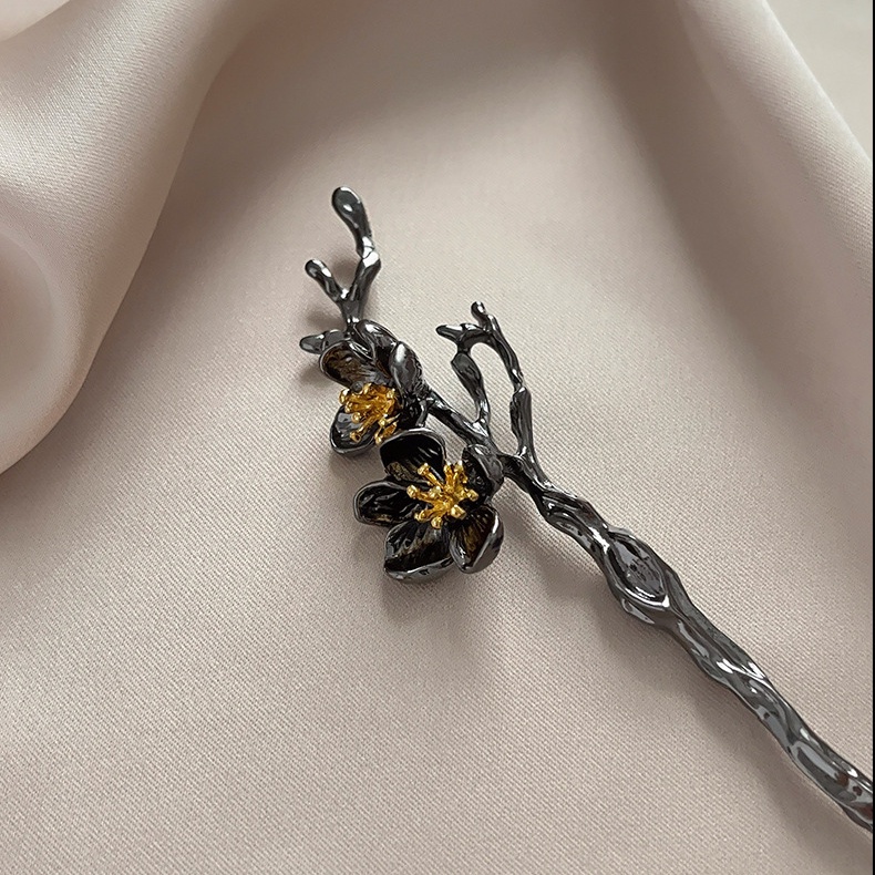 2024 Phong Cách Mới Kẹp Tóc Đen Bé Gái Mùa Hè Thanh Lịch Mũ Mận Mũ Đội Đầu