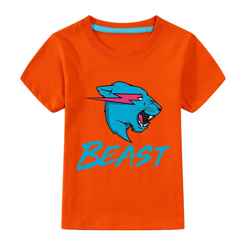 Áo Thun Cotton Tay Ngắn In Họa Tiết Hoạt Hình Mr Beast Dành Cho Trẻ Em 3-15 Tuổi
