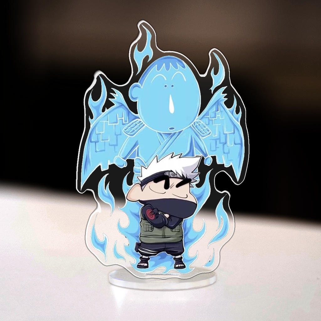 Mô hình đứng standee bằng arcrylic Shin Cậu Bé Bút Chì x Naruto Anime Manga decor góc học tập để bàn làm việc cao 8cm