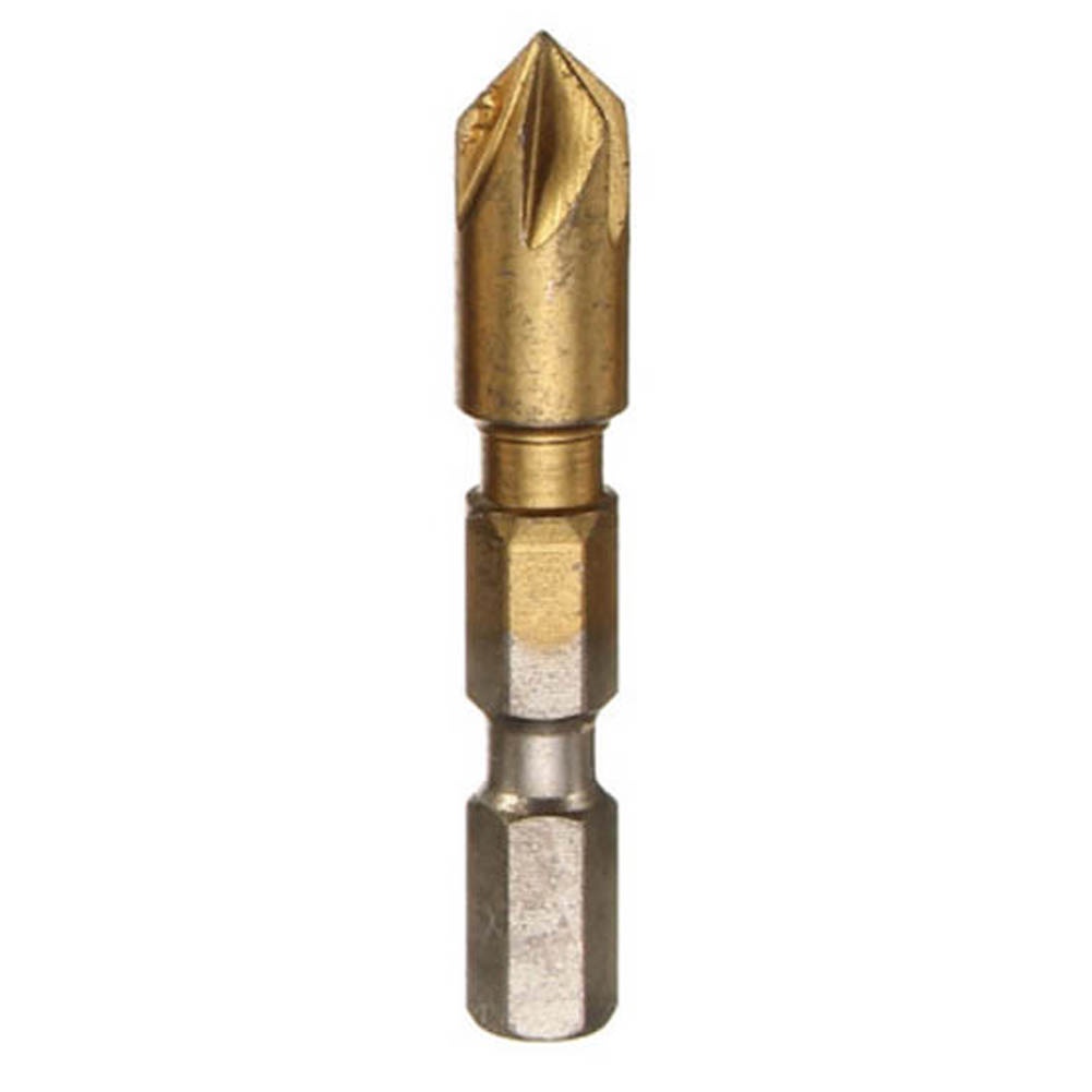Mũi Khoan 90 Độ Bằng Kim Loại Màu Vàng Đồng 1 / 4Inch 5 Rãnh