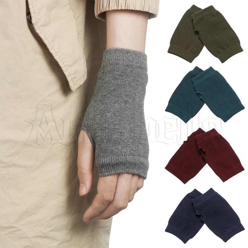 Găng Tay Len Cashmere Hở Ngón Mềm Mại Giữ Ấm Mùa Đông Cho Nữ