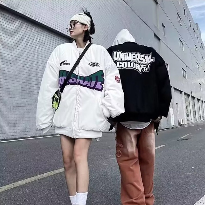 Áo Khoác Bóng Chày Tay Dài Dáng Rộng Thêu Họa Tiết Phong Cách Đường Phố Mỹ Thời Trang Cho Nam Và Nữ