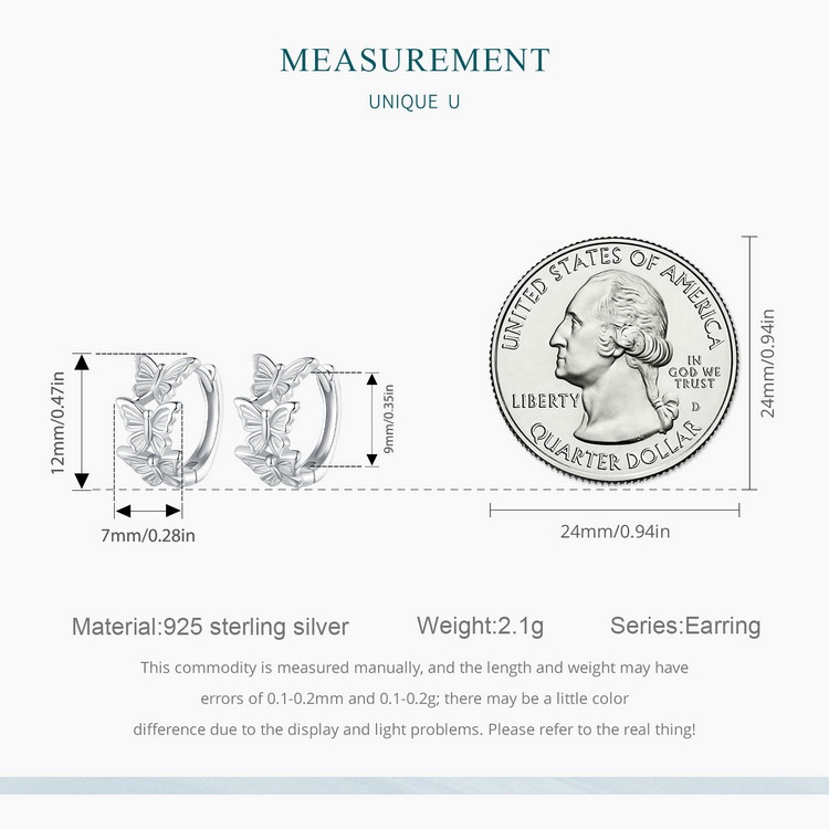 Bamoer Bông Tai Mạ Bạc 925 Hình Bướm Thời Trang Cho Nữ