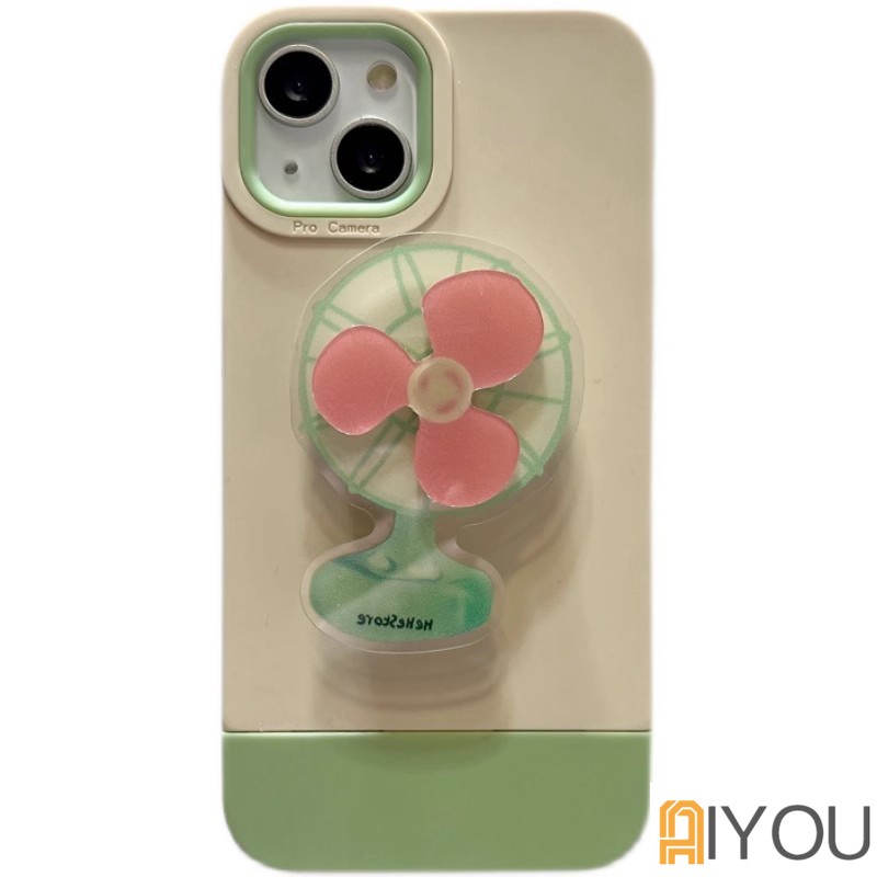 Ốp Điện Thoại Silicon Màu Kẹo Có Giá Đỡ Hình Quạt 3D Dễ Thương Cho iPhone 15 14 13 12 11 Pro Max