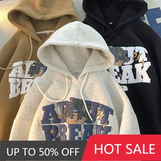 Áo Hoodie Tay Dài Dáng Rộng In Chữ Hoạt Hình Phong Cách Nhật Bản Thời Trang Cho Nam Và Nữ Size M-5XL