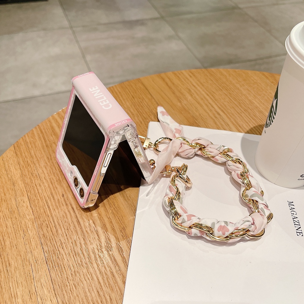 Ốp Điện Thoại Màu Hồng Họa Tiết Sang Trọng Cho Samsung Galaxy Z Flip 3 4 5 5G Premium Galaxy Z Flip5