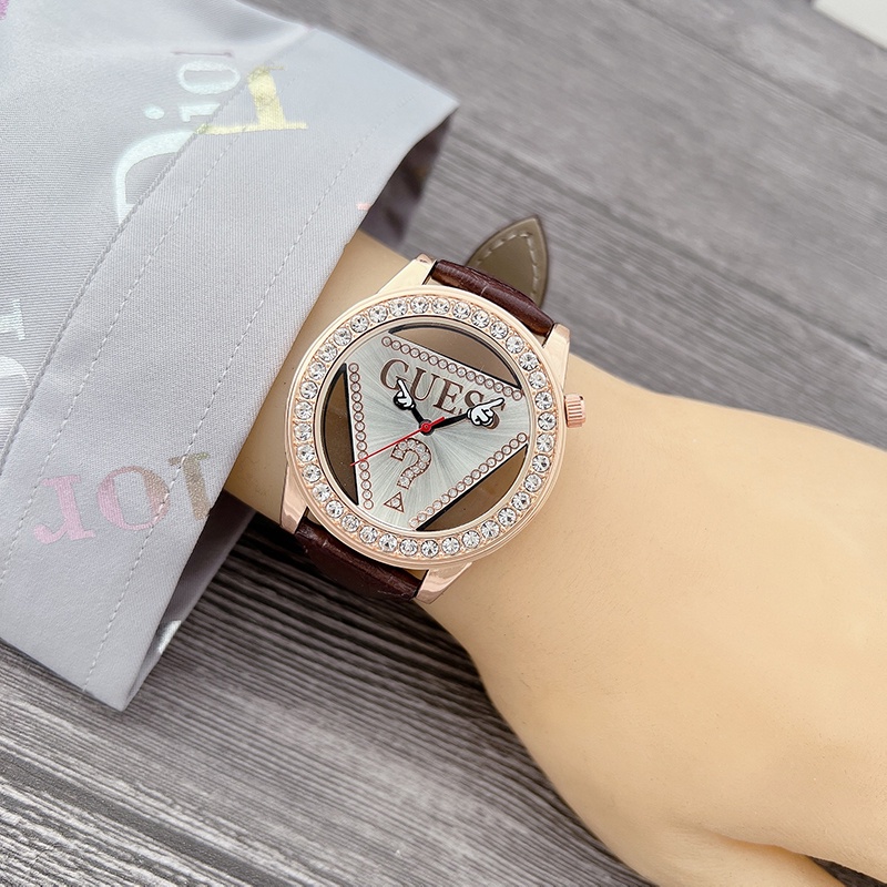 Đồng Hồ quartz Đính Đá Với Dây Đeo Da