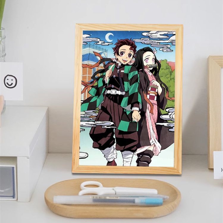 Khung Ảnh Đèn LED Hoạ Tiết Demon Slayer Độc Đáo Sáng Tạo