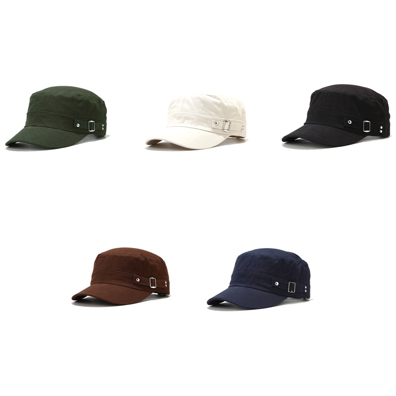 Bbyter mùa xuân mới mũ quân sự thời trang cổ điển bông phẳng mũ chống nắng ngoài trời mũ thông thường mũ quân đội mũ phong cách thiếu sinh viên