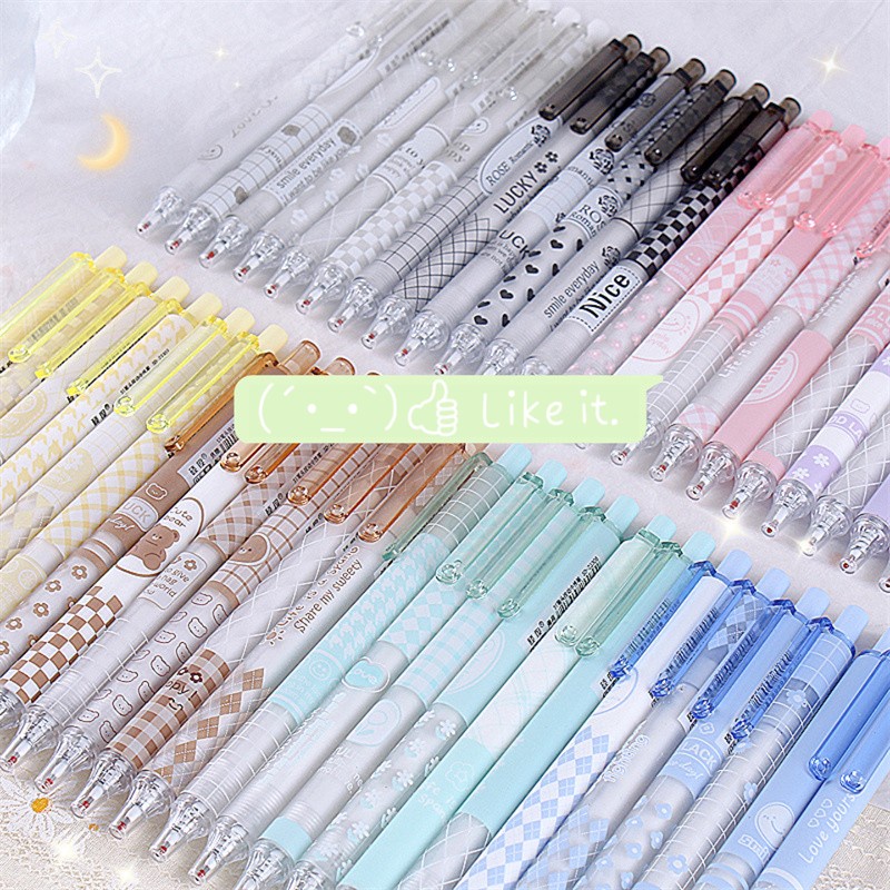 1set / 6pcs bút đẩy dễ thương 0.5mm bút ký sinh viên để bàn văn phòng phẩm cung cấp quà tặng