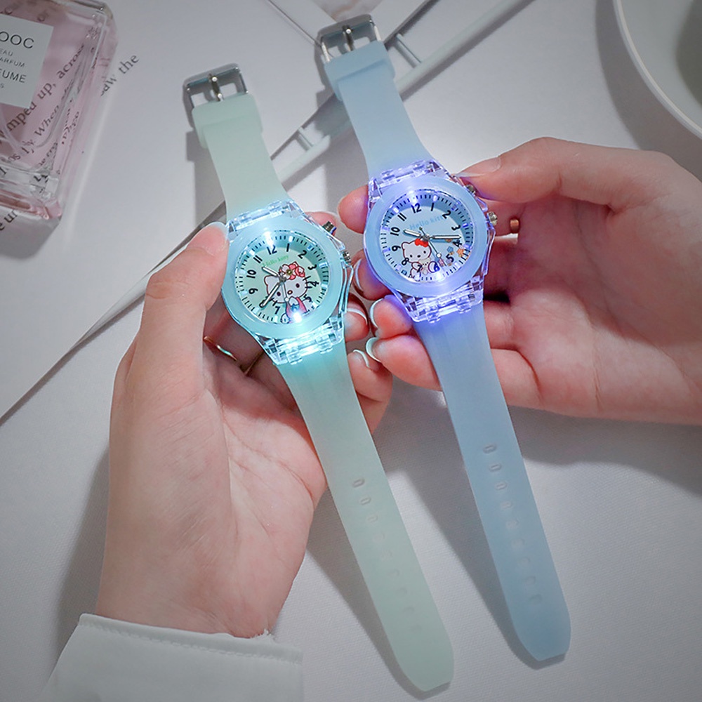 Frozen cartoon kid's waterproof watch đồng hồ led light luminous silicone watch nữ hoàng băng giá elsa / anna / hello kitty luminous glow girls đồng hồ quà tặng cho trẻ em