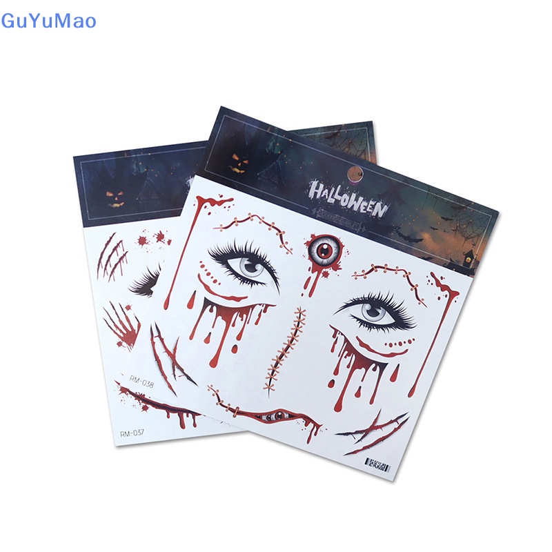 Halloween hình xăm tạm thời không thấm nước trang điểm đẫm máu zombie vết sẹo trang trí vết thương kinh dị hình dán máu prta