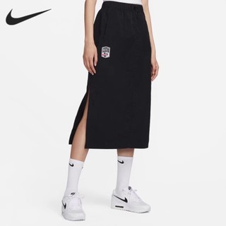 Nike nữ dệt eo cao nửa váy xẻ tà thể thao thêu logo váy dài fq0702