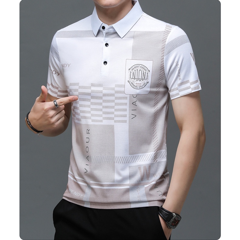 Áo Thun POLO Tay Ngắn Dáng Rộng Chất Liệu Cotton Mỏng Thoáng Khí Thời Trang Cho Nam