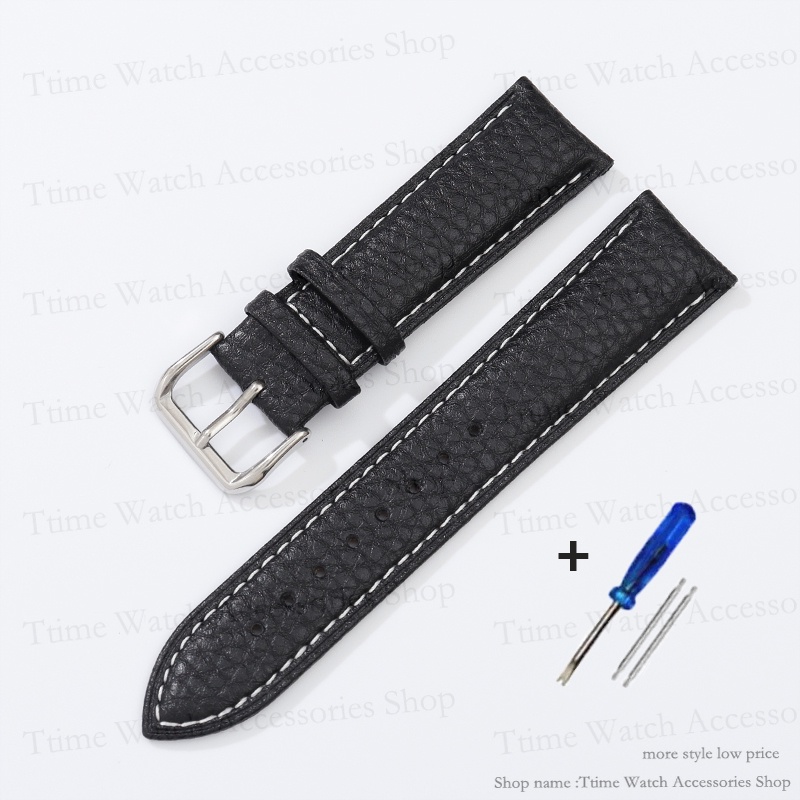 Dây đeo đồng hồ bằng da chính hãng 12/14/16/18/20 / 22mm dây đeo bằng thép không gỉ 10 màu vòng đeo tay bằng da