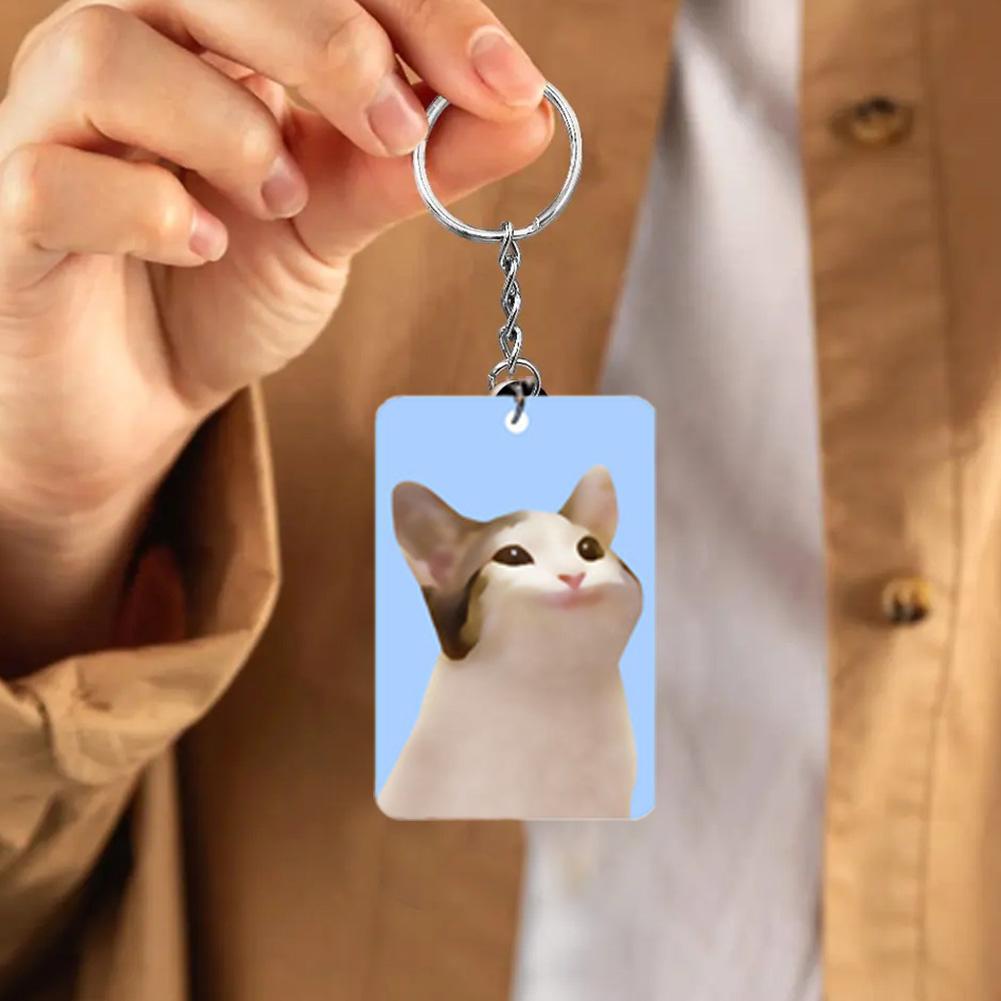 Kiss cat dynamic keychain sáng tạo phiên bản hd dễ thương acrylic kitty mặt dây chuyền móc khóa 3d a9c1