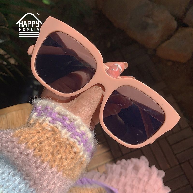 HAPPY HOMLIV Kính Mát Gọng Vuông Nhỏ Che Nắng Cho Nữ Dopamine Barbie