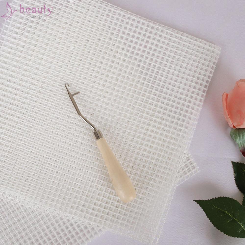 BEAUTYVE~Blank Hooking Mesh Canvas For Rug Making Latch Hook Crafts Work + Crochet Set
