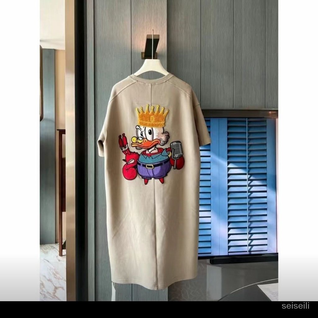 Fat mm New printed cartoon short-sleeved T-shirt dress fashionable slimming top women's TikTok hot dress