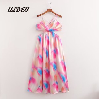 Uibey fashion quây mở đầu cà vạt nhuộm váy sexy 3191