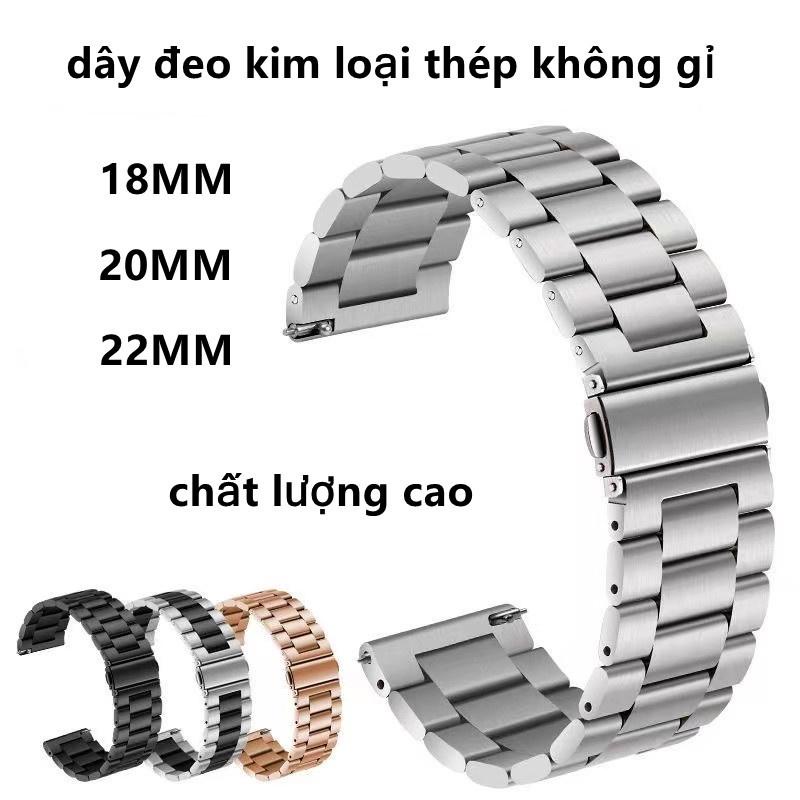 Dây đồng hồ kim loại,kích thước phổ quát size 18mm 20mm 22mm 24mm cho HuaWei Samsung Galaxy watch 4 3 classic 5 Pro