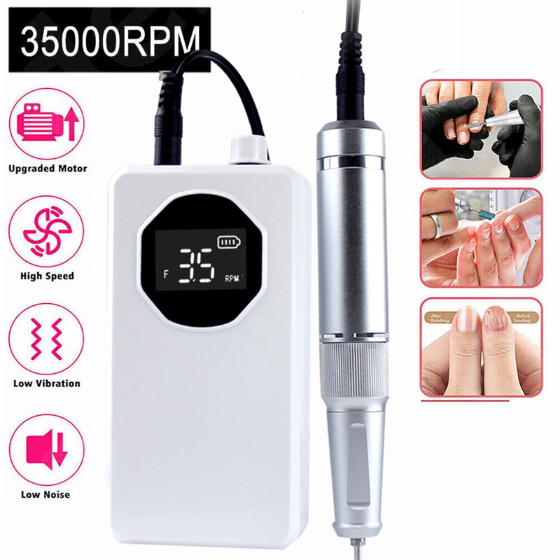 Bán nóng dc5v / 1.5a 36w 35000rpm máy khoan móng tay điện làm móng tay móng chân bộ đệm giũa móng tay di động