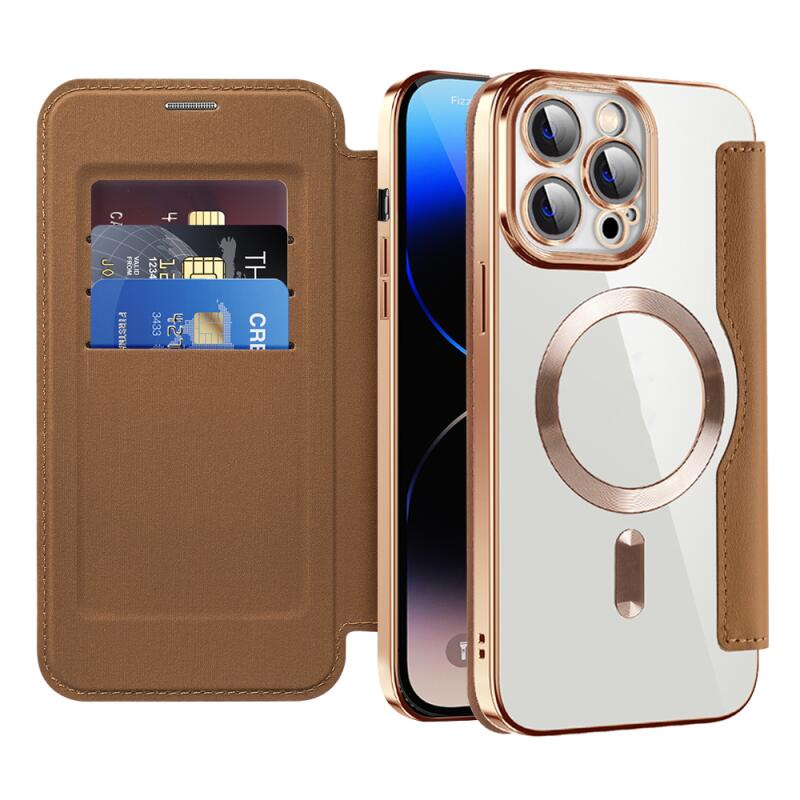 Thời trang flip xiaoxiangfeng magnetic wireless charging card case leather phone case for iphone14 13 12 11 promax 11 pu lens protection case chống sốc
