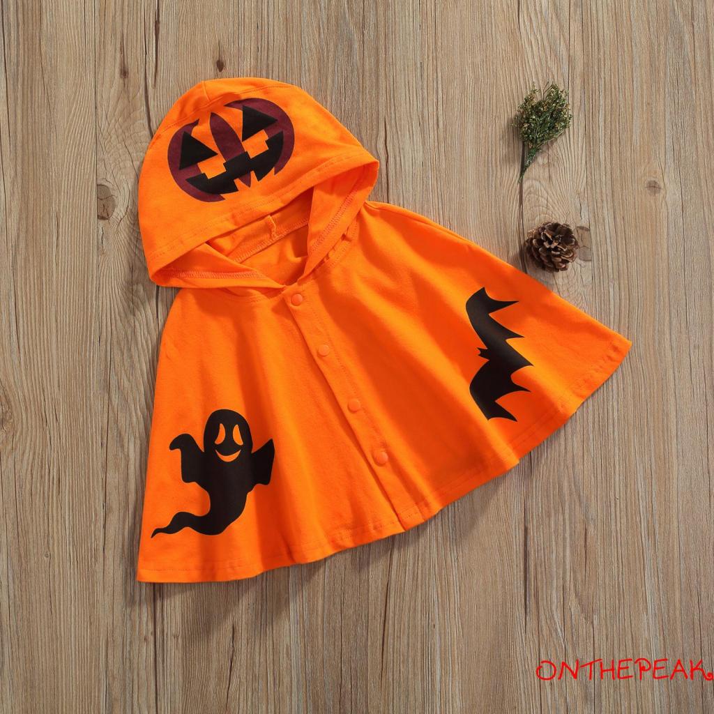 Ont-kids cloak toddler halloween cartoon patterns in áo khoác có mũ trùm đầu cho mùa xuân thu 9 tháng-3 tuổi