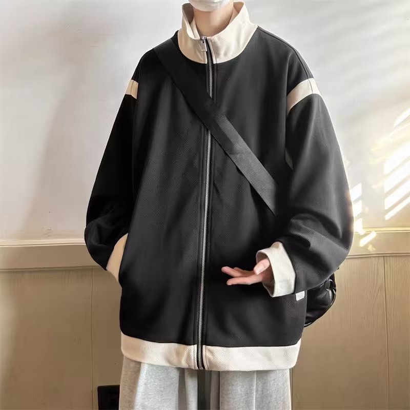 Mùa thu mới xu hướng nam giới phong cách tối giản áo khoác rộng rãi phong cách đại học đa năng áo khoác dài tay