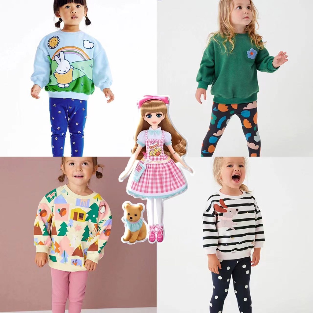 Set Đồ Mùa Thu Gồm Áo Sweater Tay Dài Và Quần Dài Dễ Thương Phong Cách Âu Mỹ Cho Bé Gái