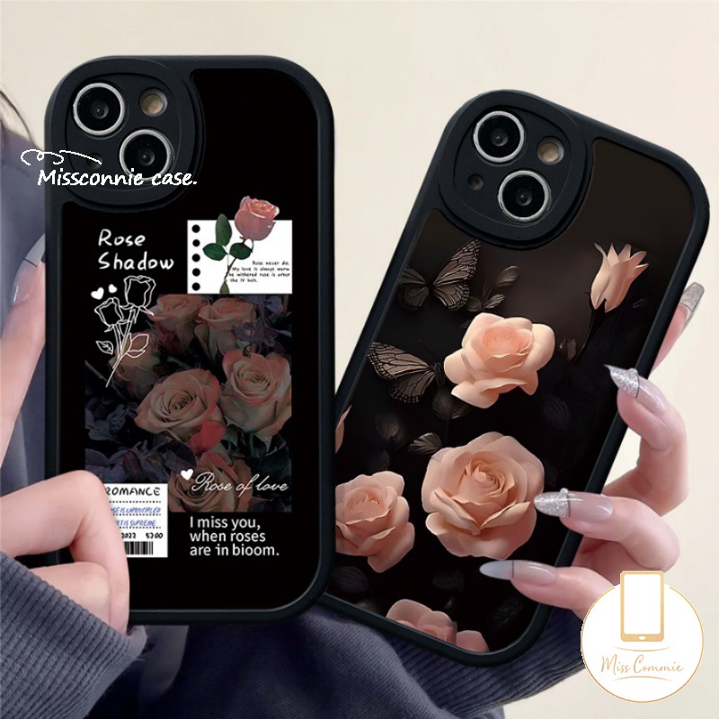 Vintage label floral phone case tương thích cho iphone 7plus 11 13 14 12 pro max x xs max xr 6 7 6s 8 plus se 2020 hoa hồng cổ điển vỏ silicon mềm chống va đập
