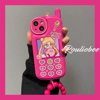 Rose red beads bracelet phone case for iphone 14/13/12/11 creative cellphone protector cover all-inclusive soft shell for xs / xr / 8plus / 7plus