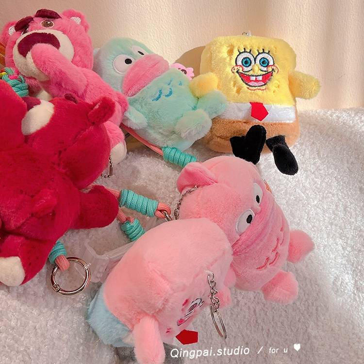 Ere1 lotso hangyodon spongebob phim hoạt hình điện thoại di động kẹp lưng dễ thương chuỗi chéo búp bê gấu dâu