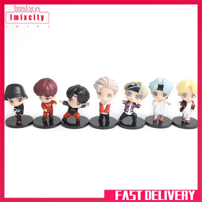 Set 7 mô hình mini IMIXCITY BTS Tinytan anime nhóm Bangtan Boys làm đồ chơi quà tặng cho người hâm mộ