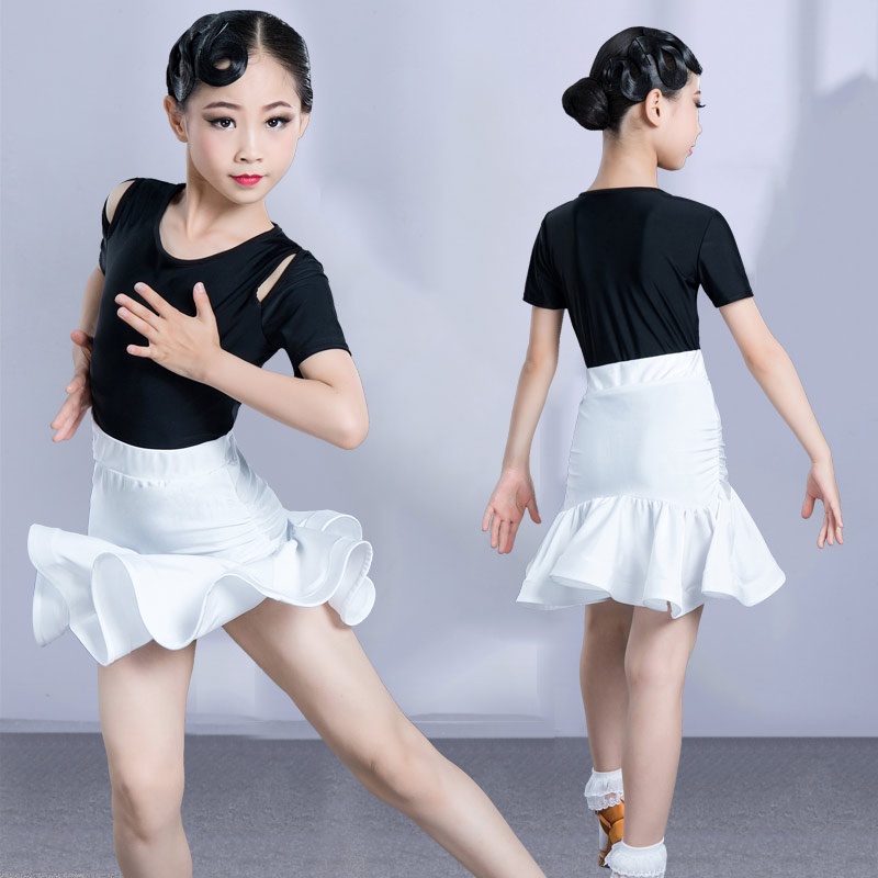 Trang phục khiêu vũ latin váy khiêu vũ trang phục trẻ em cô gái thực hành trang phục chia trang phục khiêu vũ ngắn-