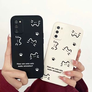 LBM| Ốp lưng Samsung Galaxy A01 A02 A02S A03 Core A03S A04 A04e A04S A7 A10 M10 A10S A11 A12 A13 A14 A20 A20S A21S A22 M22 A23 A24 A30 A31 A32 Soft Cartoon Cute Line Drawn Cat Footprints Case