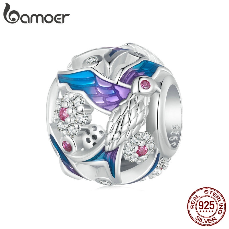 Bamoer Mặt Dây Chuyền Xi Bạc 925 Hình Chim Cá Chép