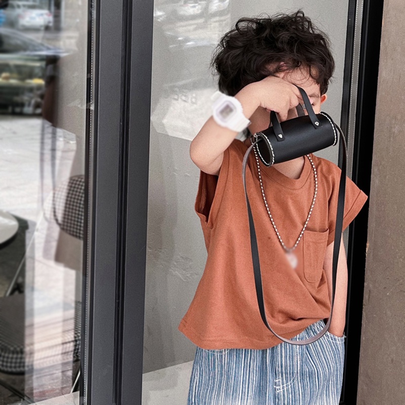 Túi trẻ em phong cách mới thời trang túi xách retro thời trang cô gái đơn giản túi messenger trẻ em ví tiền xu bằng da