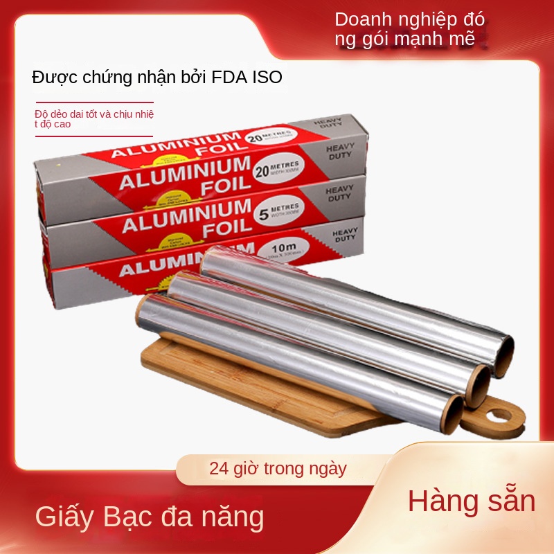 Thịt nướng dày dùng một lần cuộn giấy thiếc chịu nhiệt độ cao lò nướng giấy nhôm gia dụng chuyên dụng cấp thực phẩm nướng giấy thiếc g
