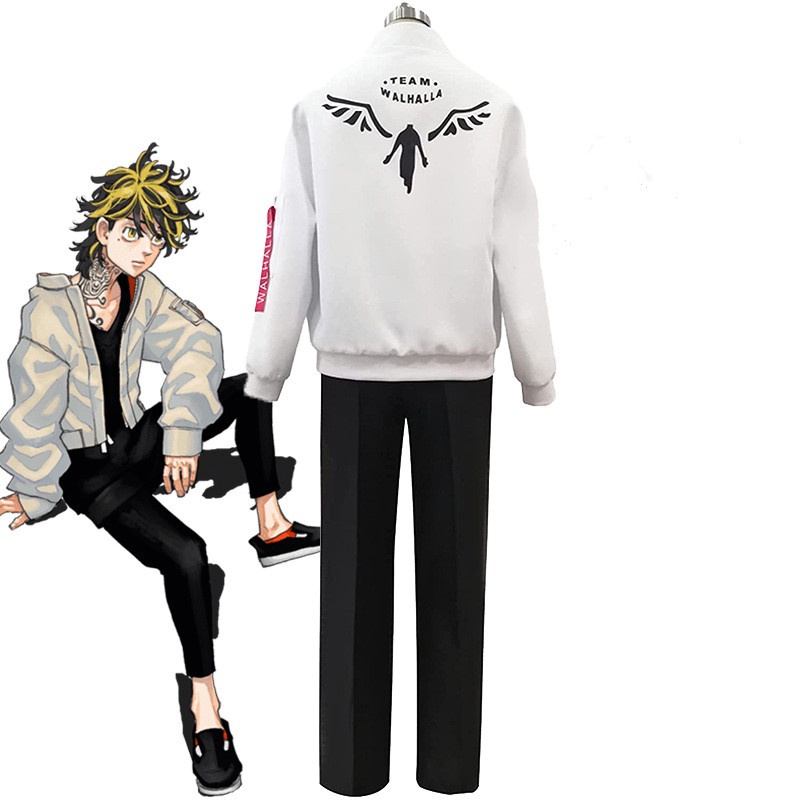 Áo Khoác Bóng Chày Màu Trắng Hóa Trang Nhân Vật anime tokyo Ghoul keisuke baji kazutora hanemiya