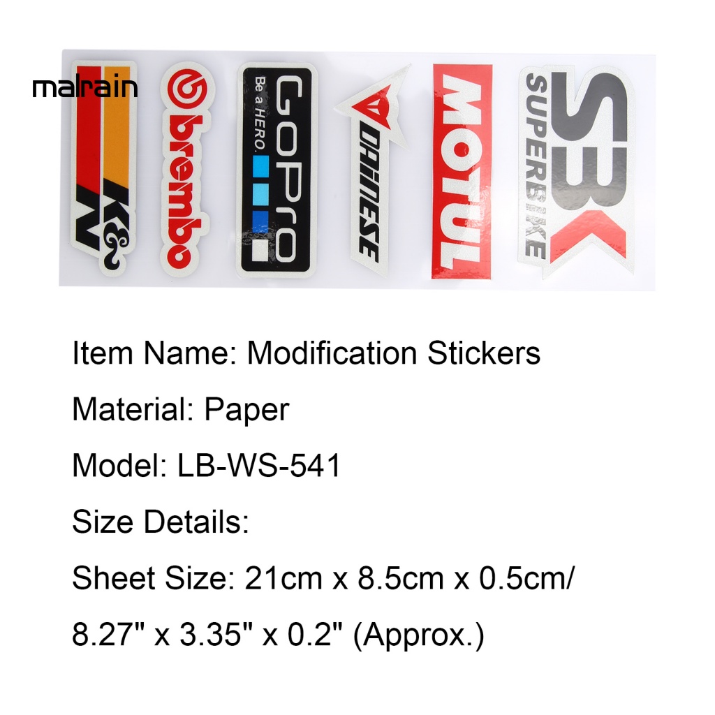 Set 5 Miếng Dán Trang Trí Mũ Bảo Hiểm / Xe Máy Thông Dụng