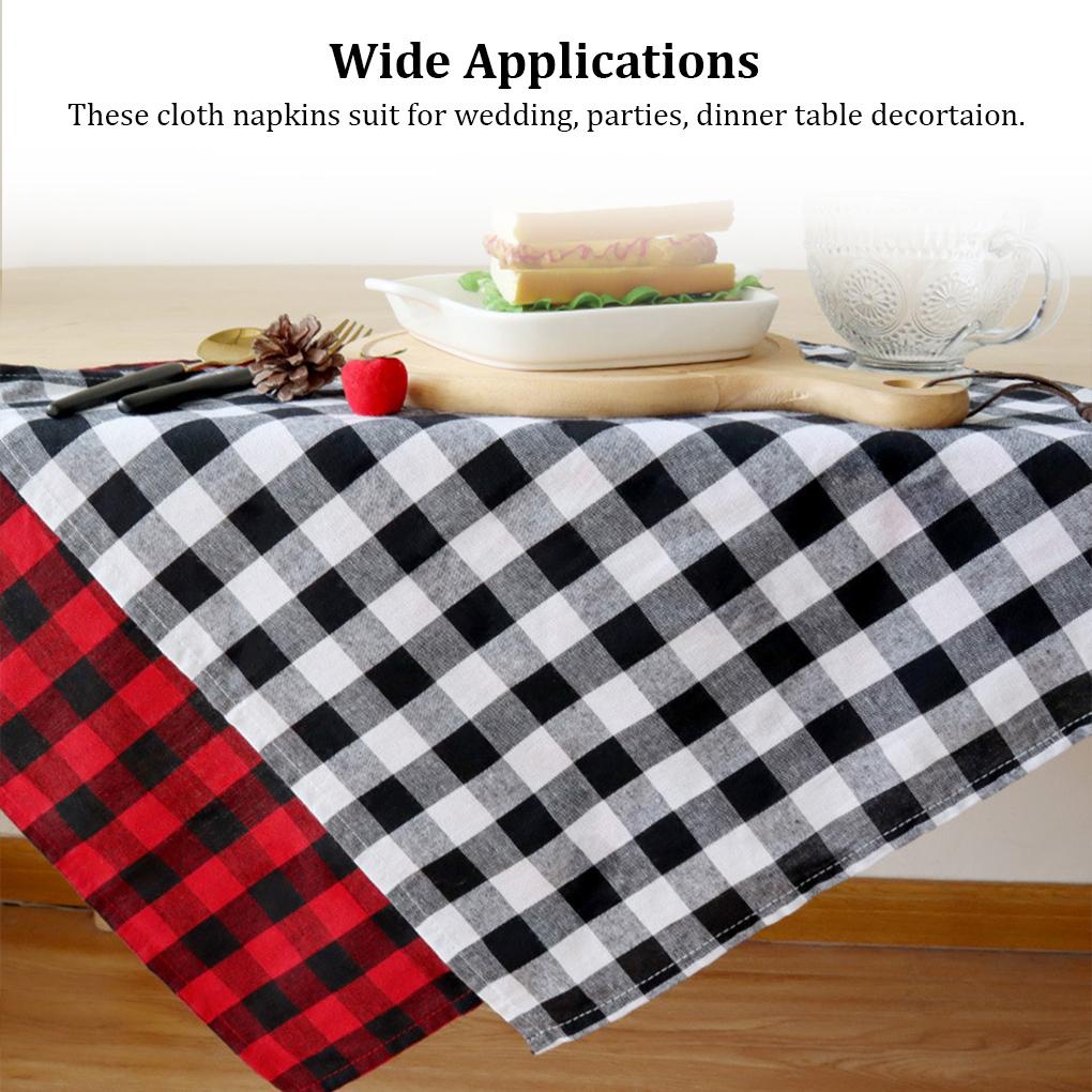 Set 6 Khăn Ăn Cotton Hình Vuông Màu Đỏ Đen Đa Ứng Dụng